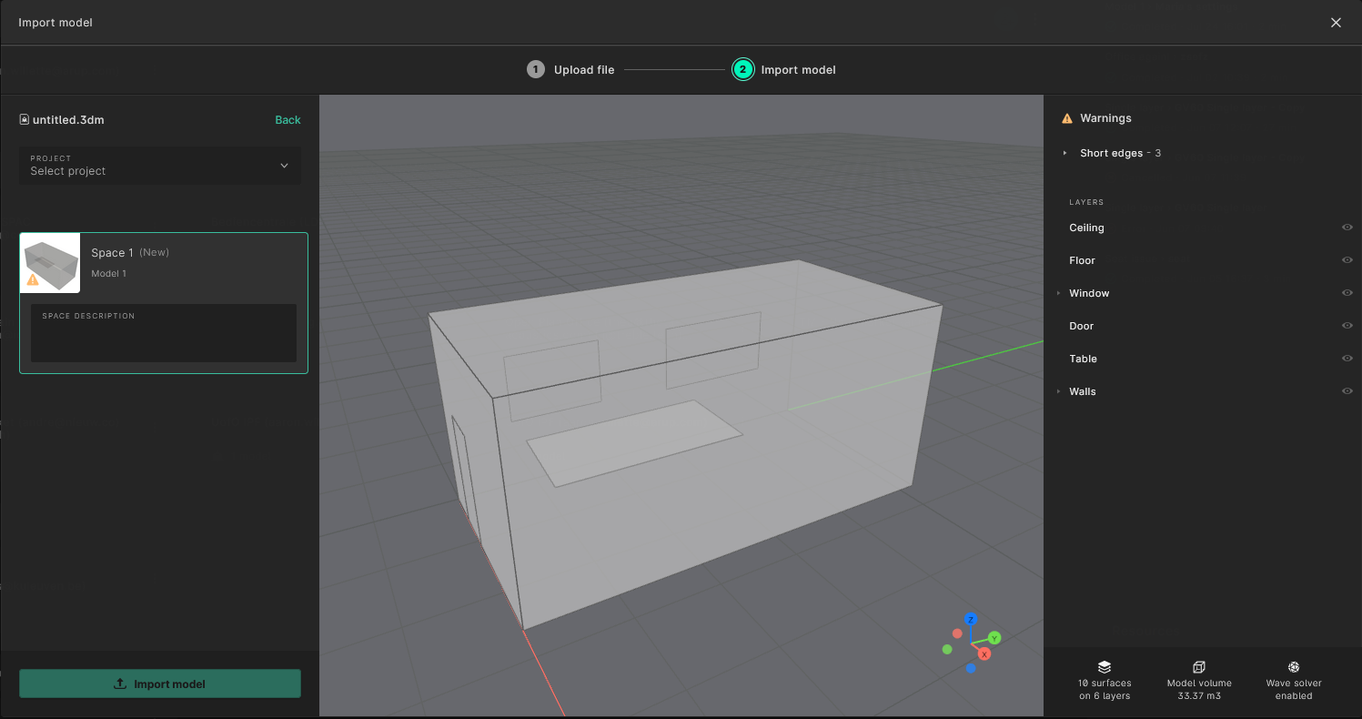 Import view including the table