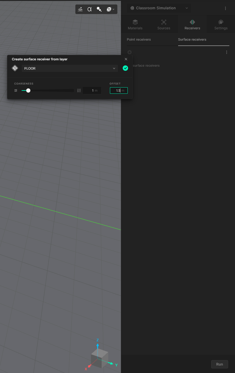 Editor - Create surface receiver from layer