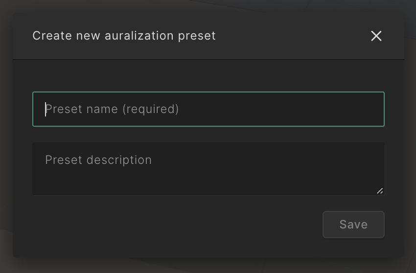 Create Preset Popup