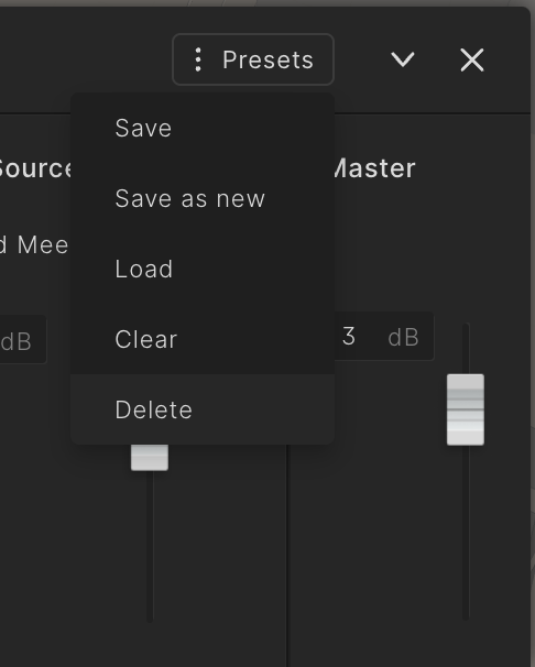 Preset Menu Delete