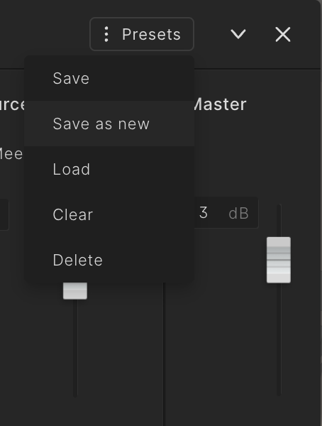 Preset Menu Save As