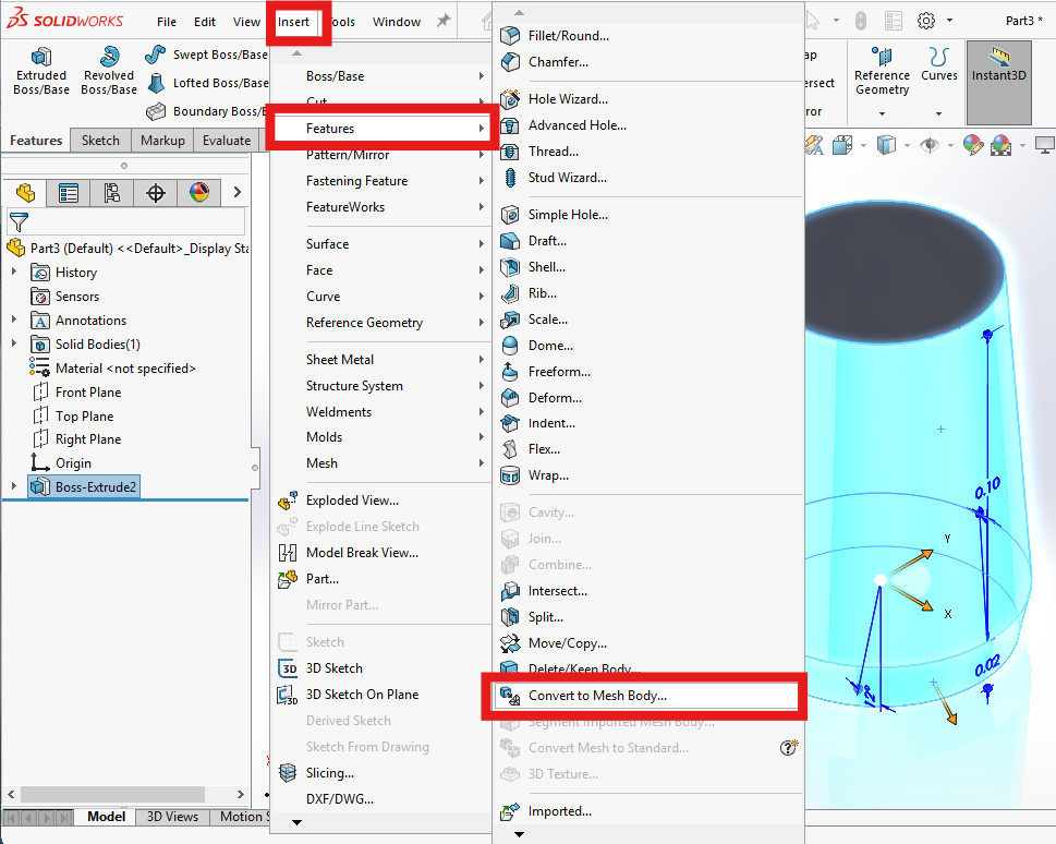 Convert to Mesh Body command