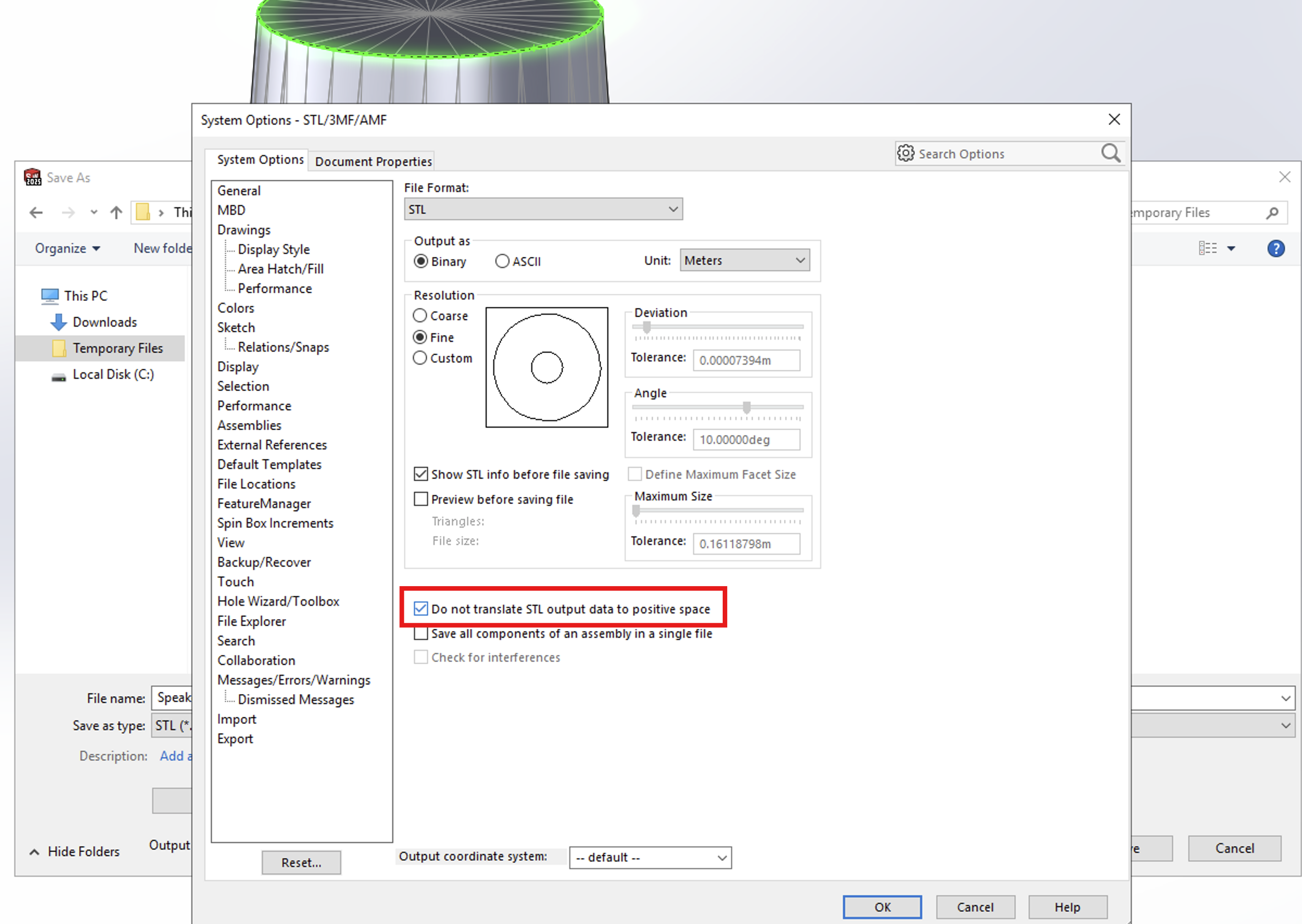 STL export settings
