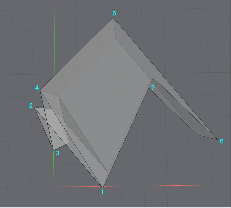 A hexagonal room defined with individual elements reversed. 