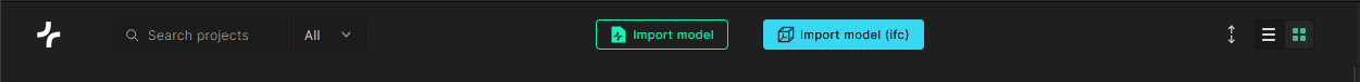 Screenshot of the Import IFC Model button in the Treble web app